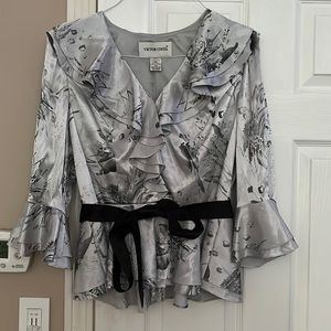 Victor Costa silver and gray size 12 blouse